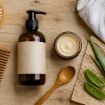 Après shampoing naturel : flacon et crème pour démêler sans alourdir