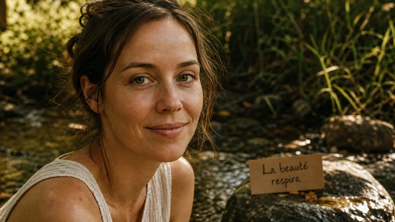 Citation beauté naturelle : La beauté respire, visage sans maquillage, lumière naturelle