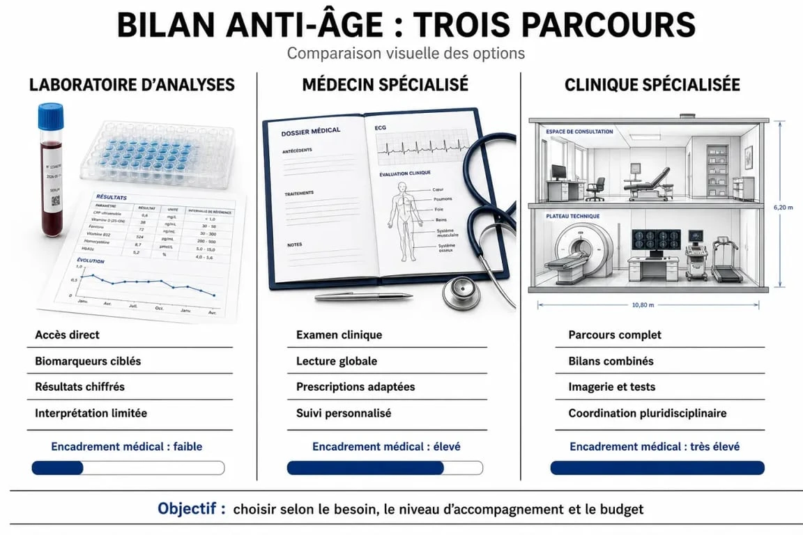 Où faire un bilan anti âge : laboratoire, médecin ou clinique spécialisée