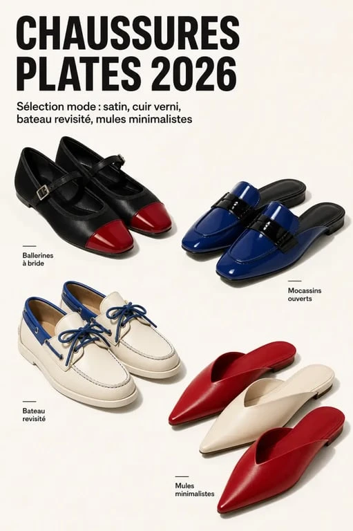 Chaussures tendance 2026 : sélection éditoriale de ballerines, mocassins, chaussures bateau et mules plates