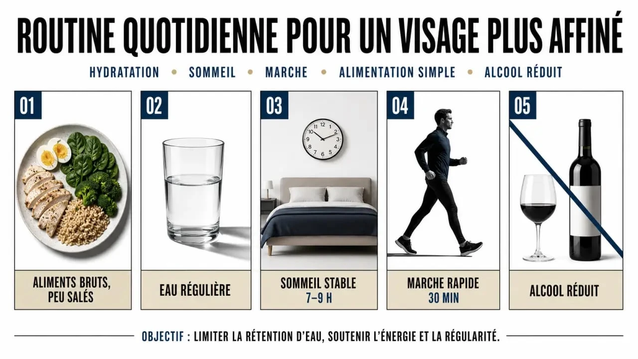 Comment perdre le gras du visage : habitudes quotidiennes pour réduire la rétention d’eau et affiner les traits