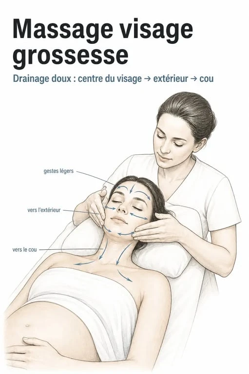 Soin du visage femme enceinte : massage visage doux et drainage