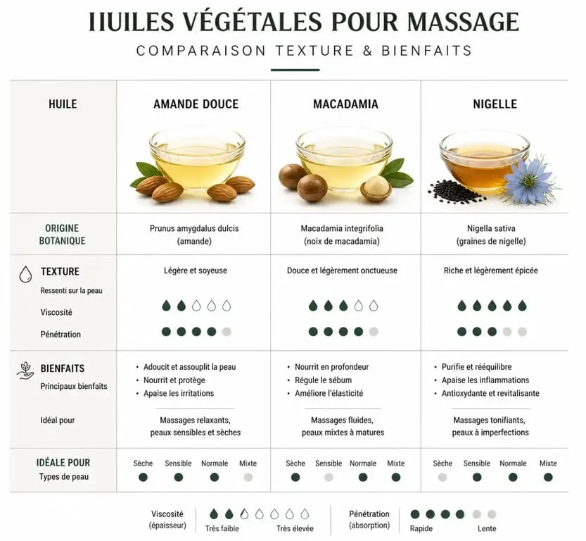 Comparatif des huiles végétales pour massage aux huiles essentielles
