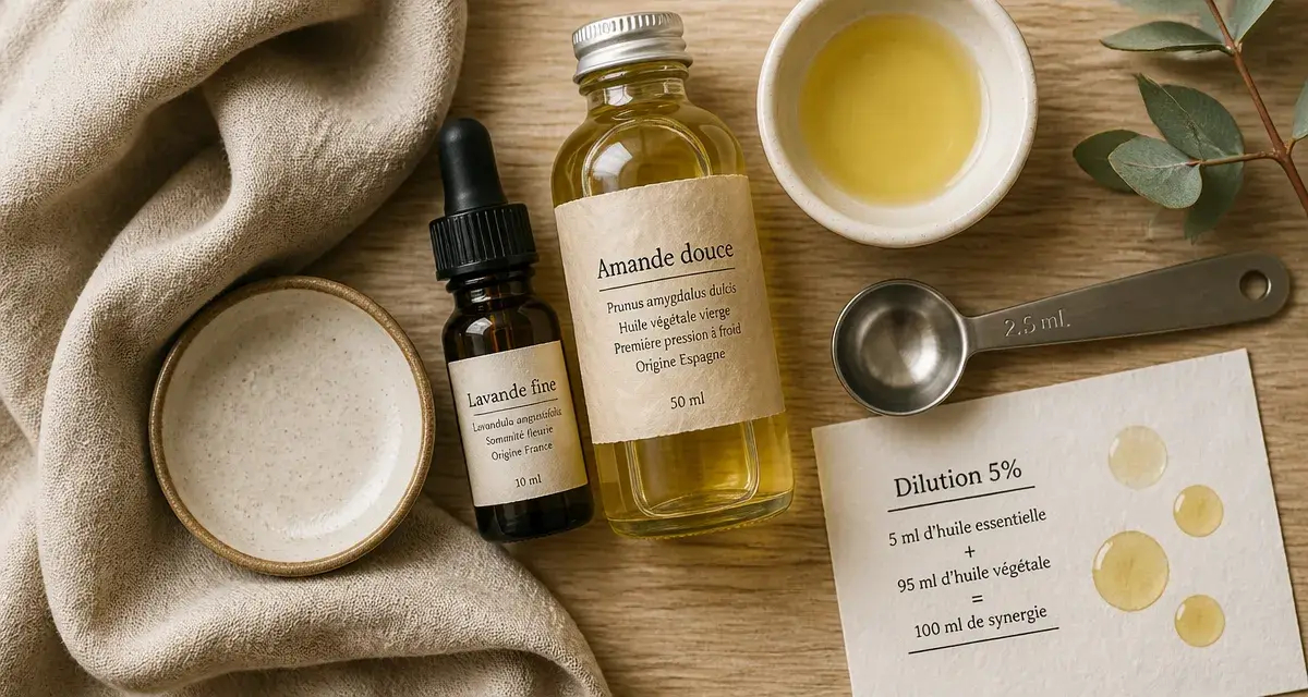 Massage huiles essentielles : dilution et synergies d’huiles en flacon compte-gouttes