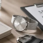 Montre femme tendance 2025, maille milanaise argentée