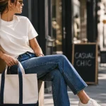 Tenue décontractée femme : casual chic jean t-shirt blazer