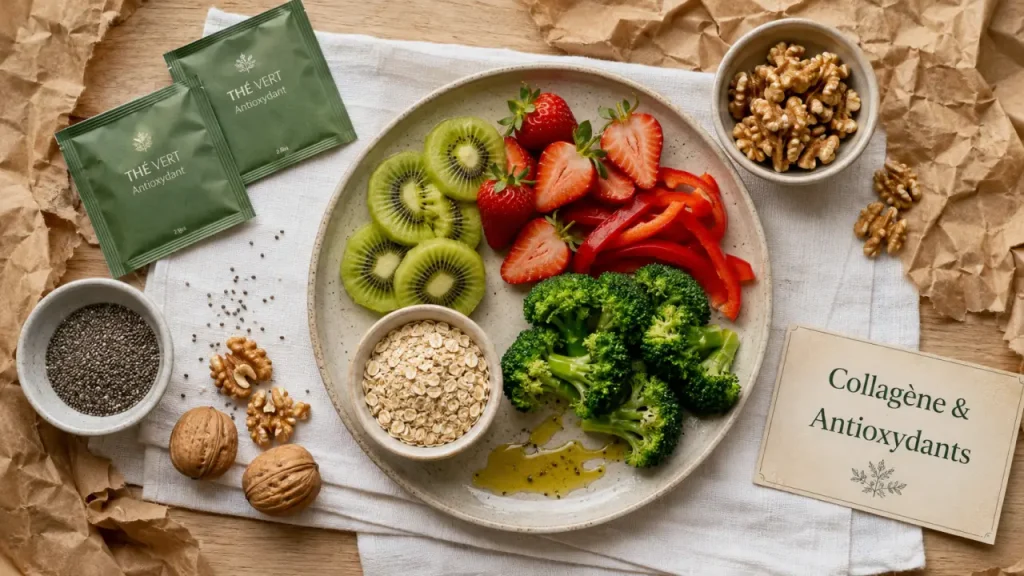 Aliments contre les rides du visage : collagène et antioxydants