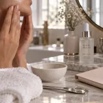 Comment avoir une peau lisse : massage visage doux, sérum et spatule