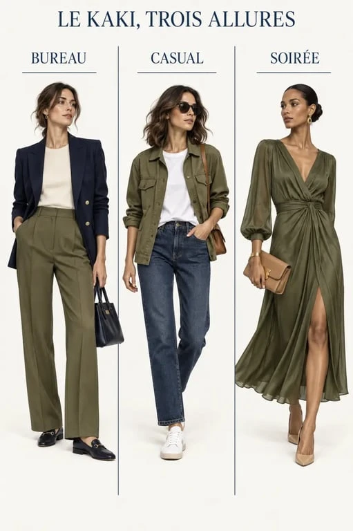 Quelle couleur va bien avec le kaki vêtement selon la pièce et l'occasion : trois idées de tenues