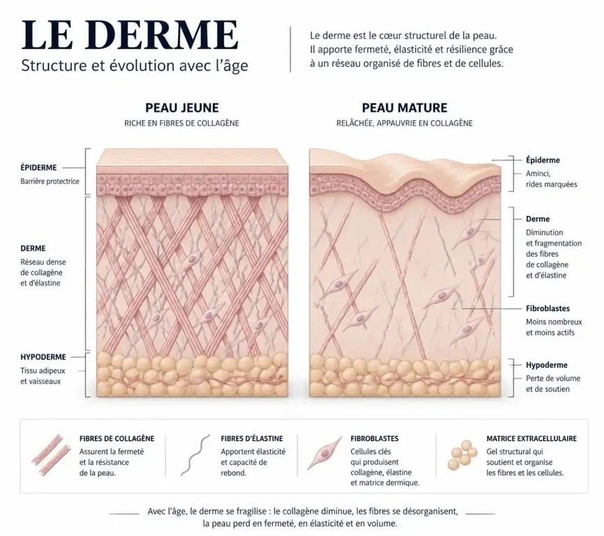 Schéma explicatif du relâchement cutané et soin raffermissant visage