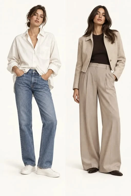 Casual chic fashion et équilibre des volumes entre haut ample et bas structuré