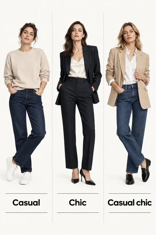 Style casual chic femme comparé aux styles casual et chic