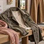 Quelle couleur va bien avec le kaki vêtement : veste kaki avec blanc et camel, style denim