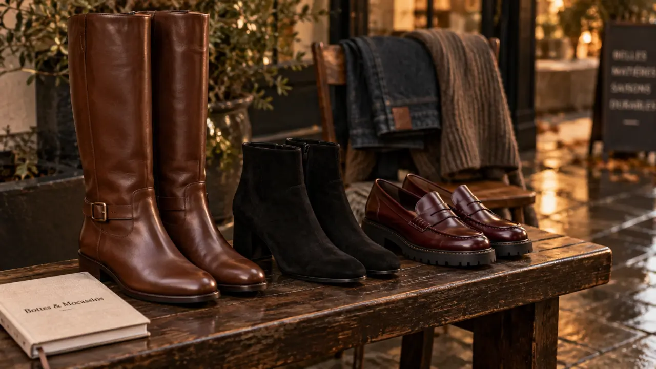 Chaussure automne 2025 : bottes et mocassins, sous la pluie
