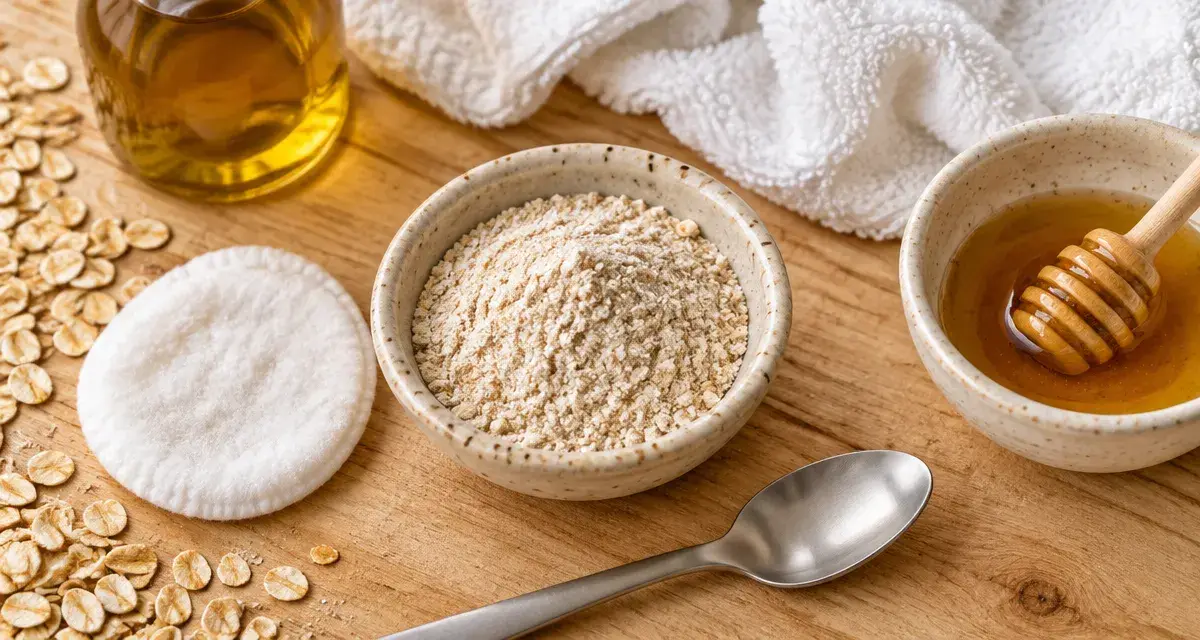 Exfoliants naturels : gommage à l’avoine, miel et huile, texture douce